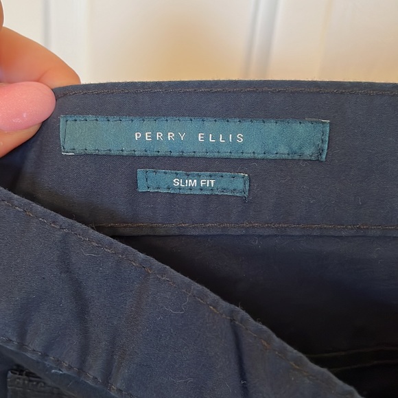 NEW Mens Perry Ellis, Navy Blue,  Slim Fit Principles Pants, size 32 x 32 - Picture 5 of 8